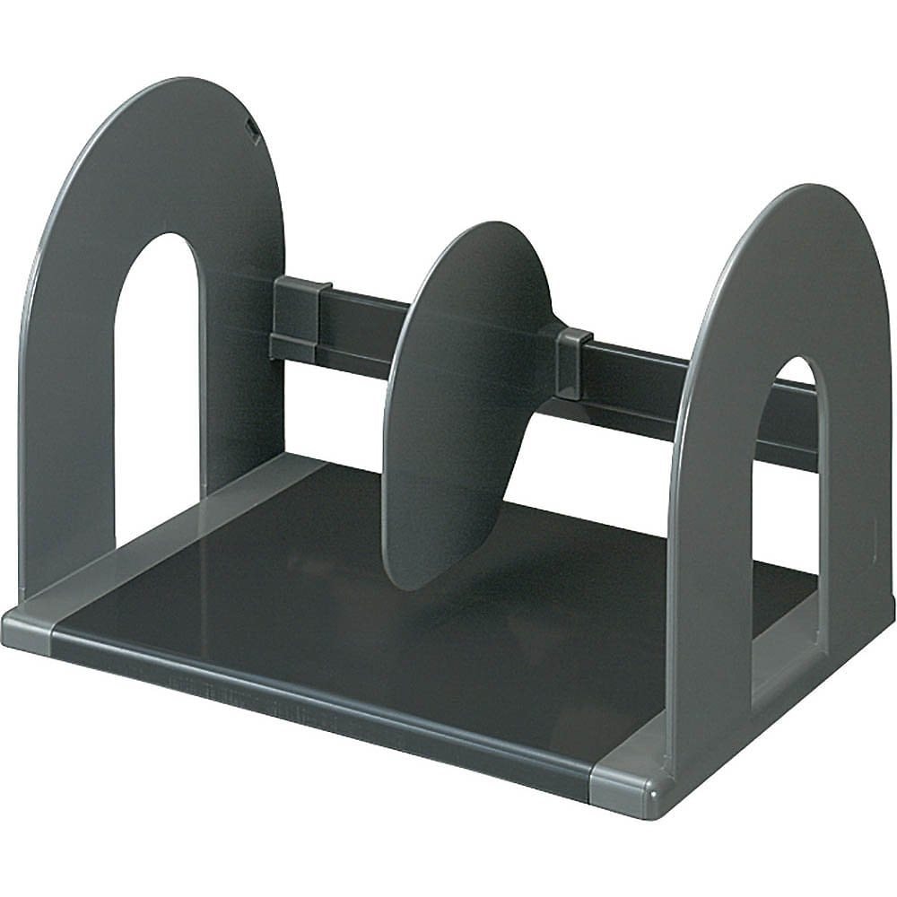 （まとめ買い）ブックエンド 320mm幅 可動仕切板 濃灰 BS-121NDM [x3]