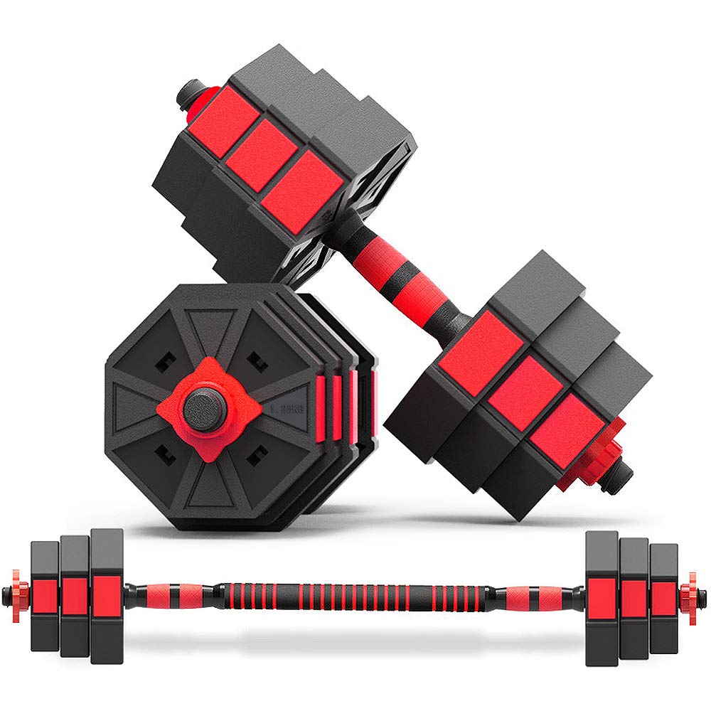 ダンベル 20kg 可変式 八角形構造 最新進化版3in1 バーベルに変更可能 20kgセット(10kgx2) アレー 錆びない Wolfyok 筋トレ