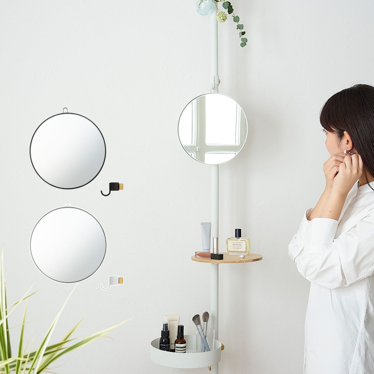 ミラー 鏡 フック ハンガー 壁 穴開けない 引っ掛け 縦専用 023 Mirror D-MI