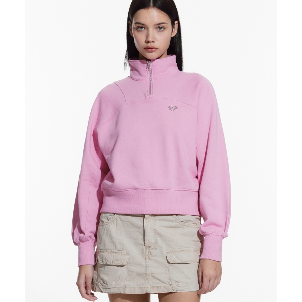 FALLETTハーフジップマントマンピンク