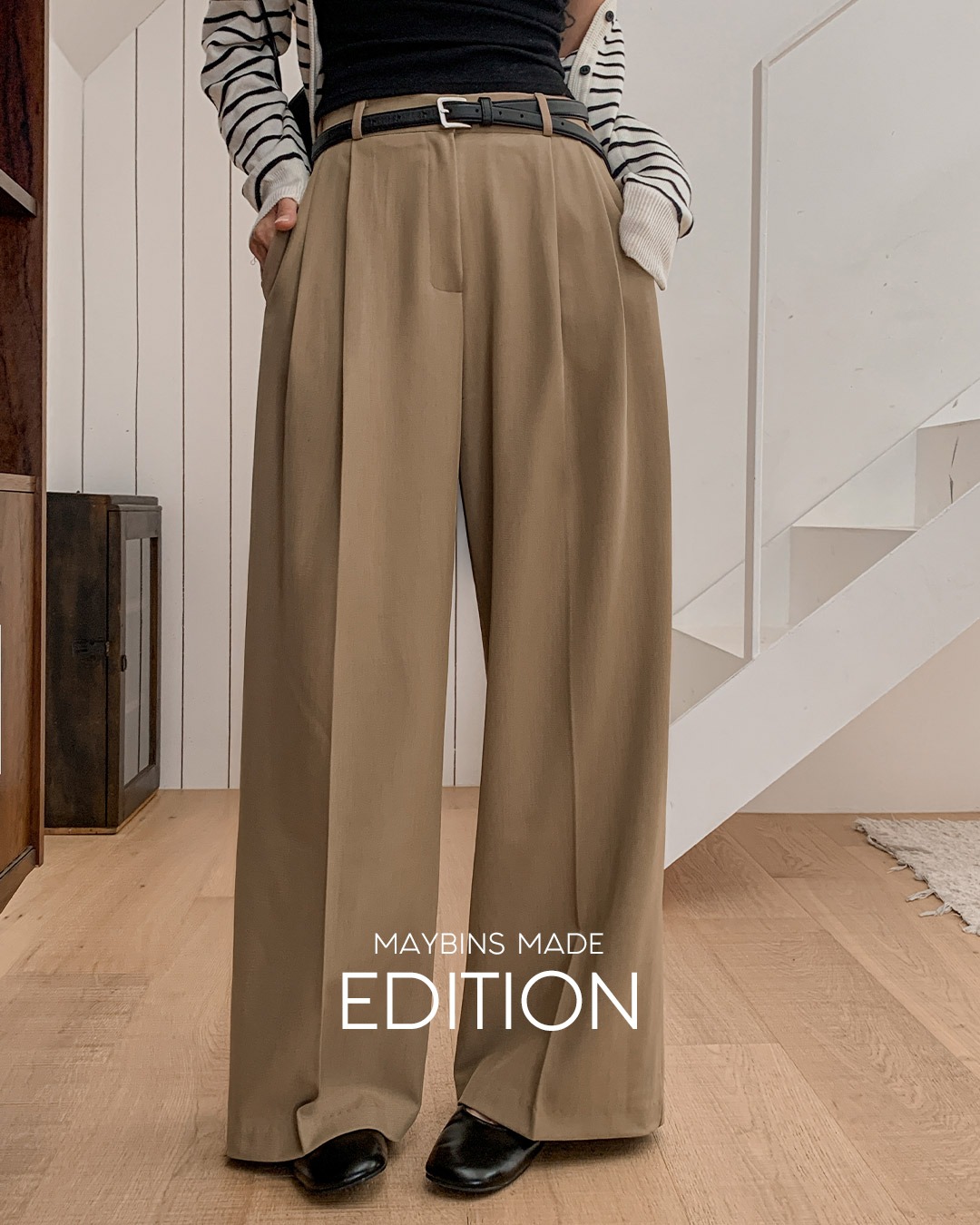 [MADE] リエルピンタックバンディングスラックス韓国ファッション レディース