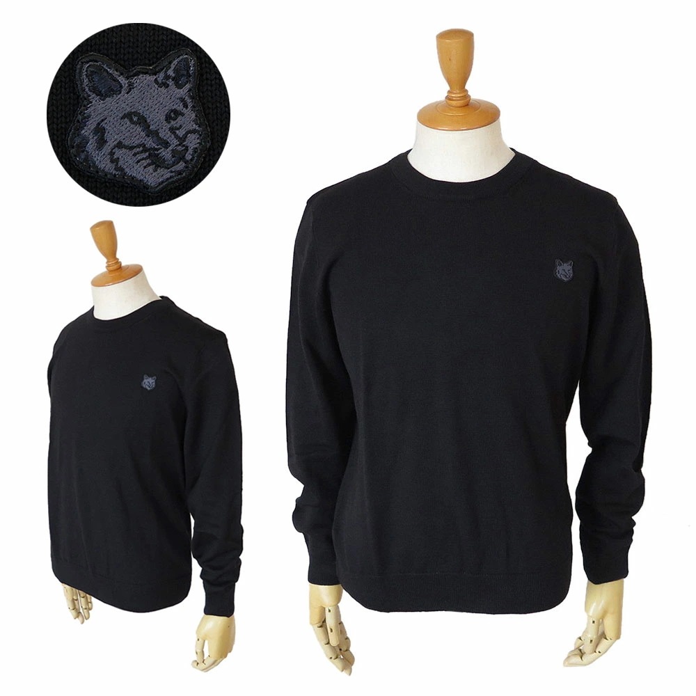 セーター メンズ LM00811KT1036 P199 ニット 長袖 ボールド フォックス ヘッド パッチ レギュラーサイズ ブラック