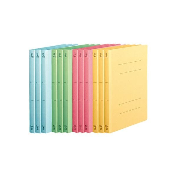 （まとめ）TANOSEE 丈夫なフラットファイル[HD] A4タテ 200枚収容 背幅23mm 4色アソートパック 1パック（12冊：各色3冊） 10セット
