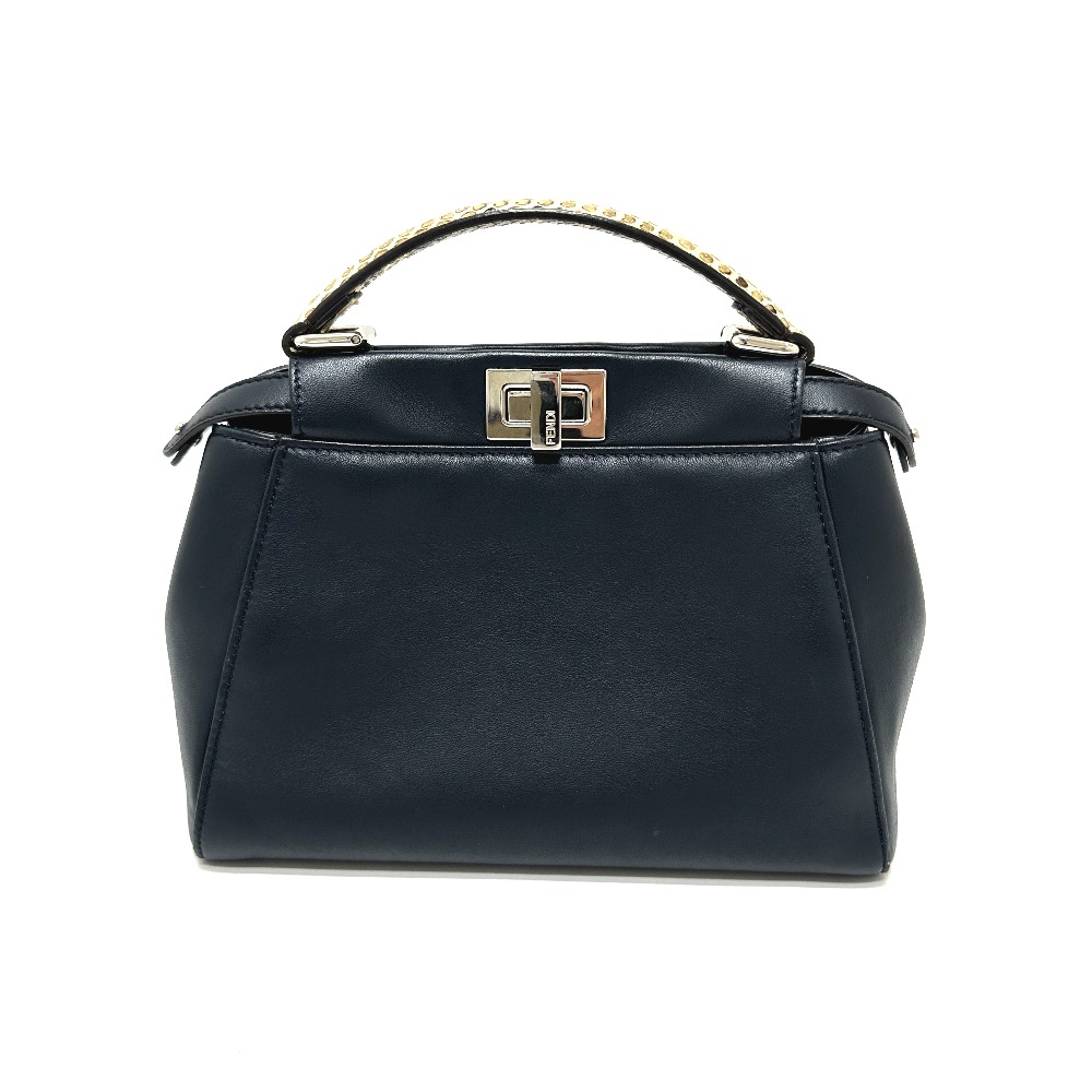 ハンドバッグ ピーカーブー モンスター 2WAY カバン 斜め掛け 肩掛け レザー ネイビー