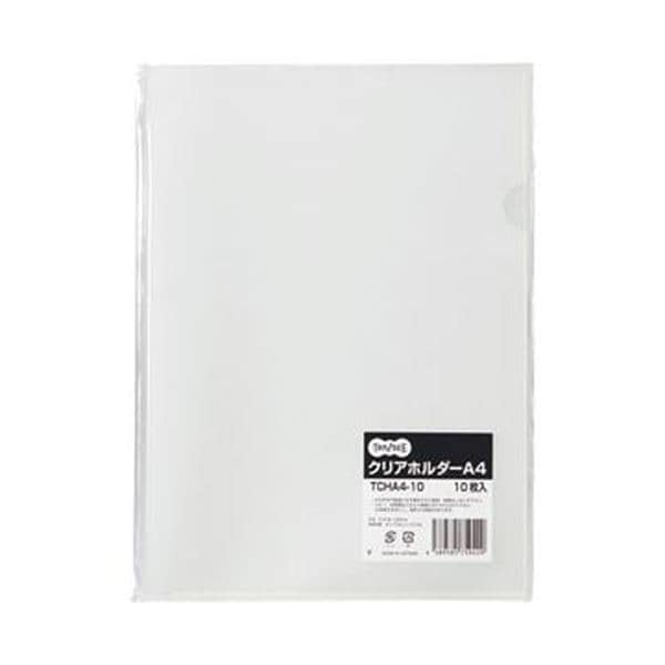 （まとめ）TANOSEE クリアホルダー A4クリア 1パック（10枚）(×100セット)