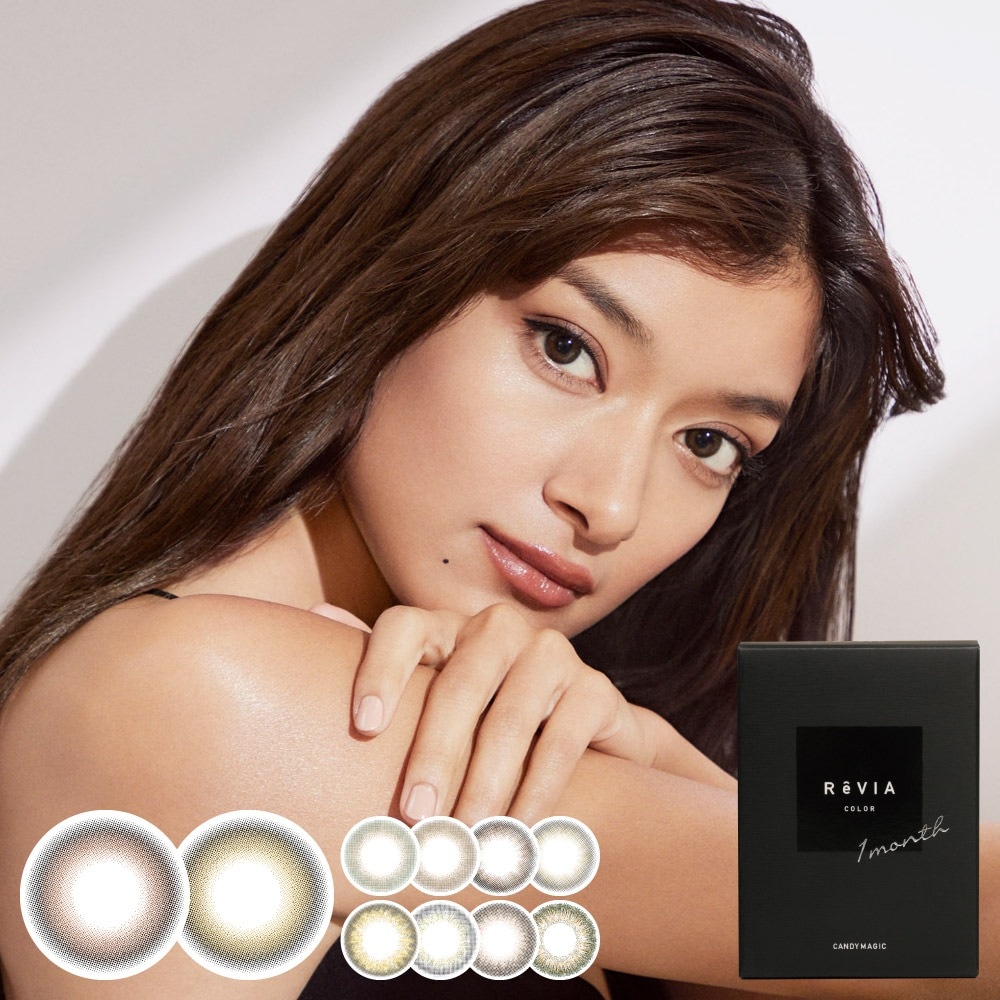 カラコン 1ヶ月 レヴィア ワンマンス Revia (度あり4箱4枚/度なし4箱8枚)カラーコンタクトレンズ