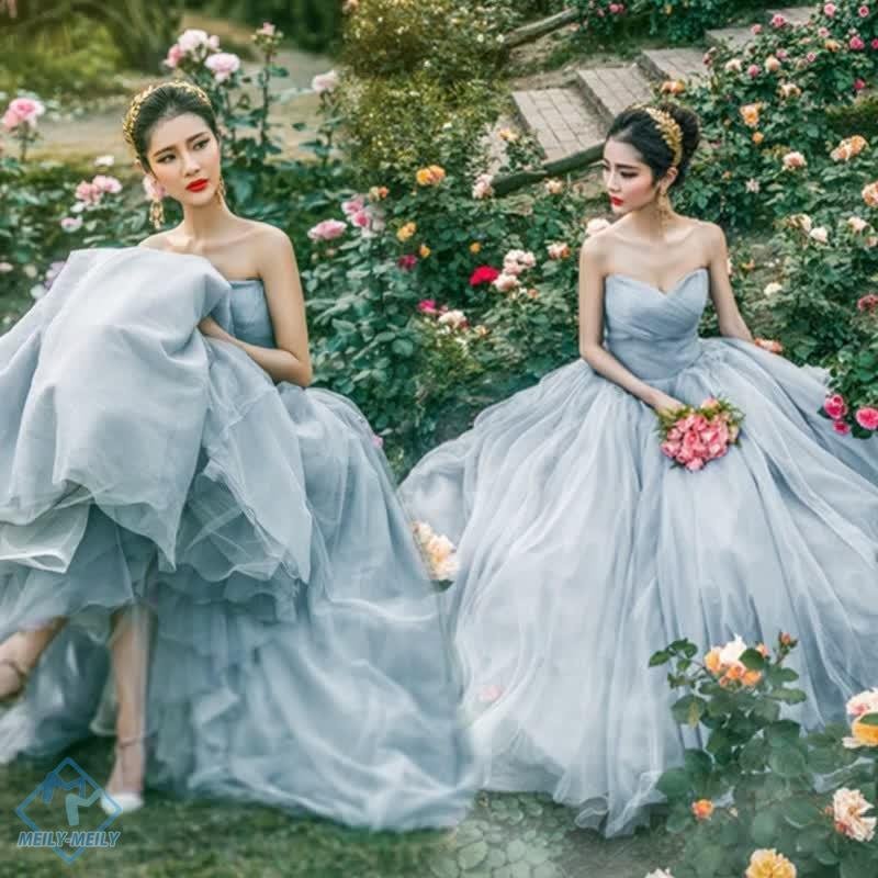 カラードレス ロング プリンセス グレー パーティードレス 花嫁 ウエディングドレス 結婚式 演奏会 7,578円