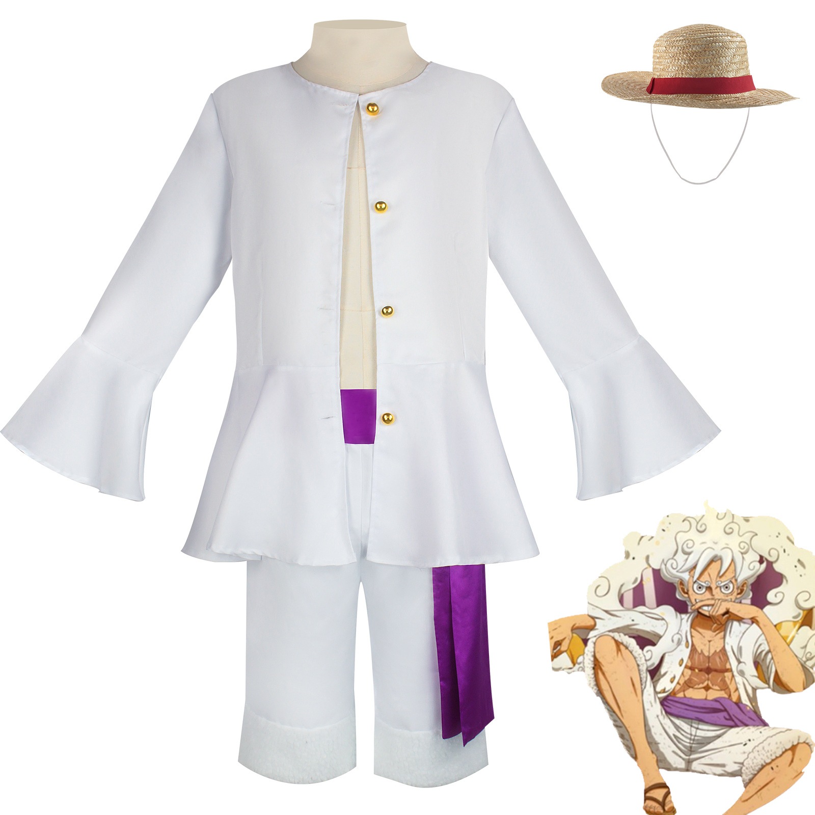 ワンピースルフィcos服太陽神ニカ和の国編覚醒ルフィコスプレアニメ服 5,112円