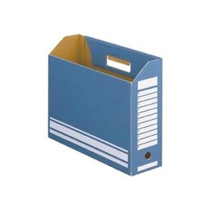 (まとめ) TANOSEE ボックスファイル A4ヨコ 背幅100mm ブルー 1パック(10冊) (×10セット)