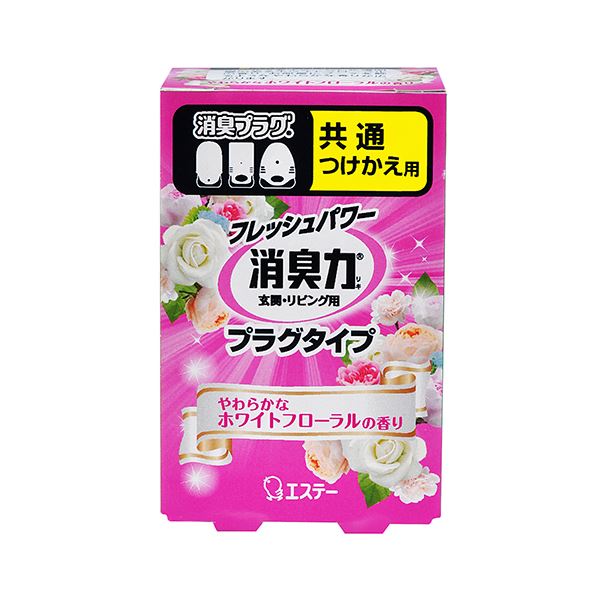 (まとめ) エステー 消臭力 プラグタイプ やわらかなホワイトフローラル つけかえ 20ml 1個 (×30セット)