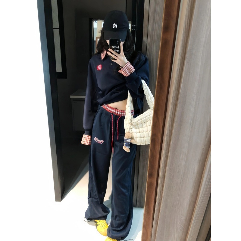 ハイエンドのカスタマイズ-初秋ウェア 女子学生用スポーツスーツ 秋新作 小さめカジュアルトレーナー スポーツワイドパンツ 2点セット 6,076円