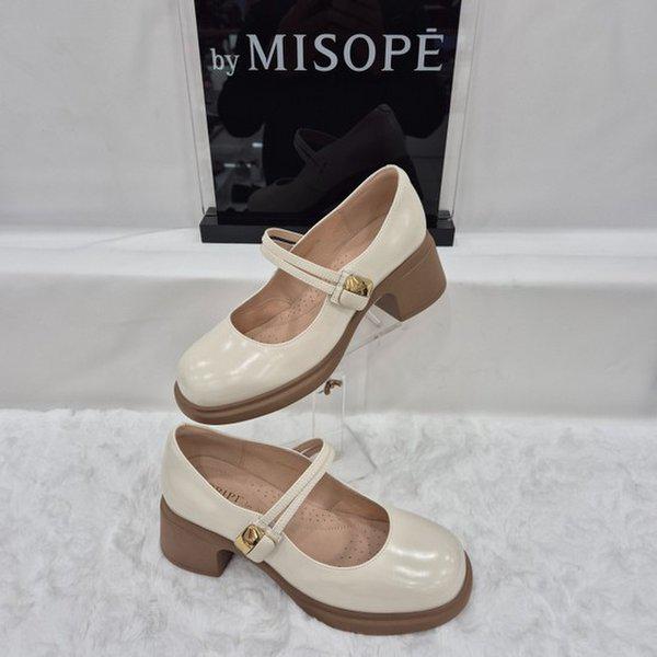 By 女性 ゴールド バックル メリージェーン シューズ 112HT431FG021 IVORY 1 JJ