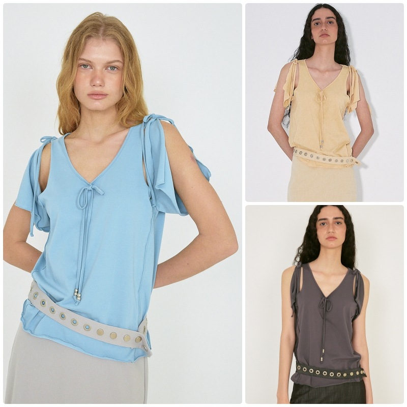 【POLYSOOEM】 CUT OUT FLARE TOP : 3COLORS