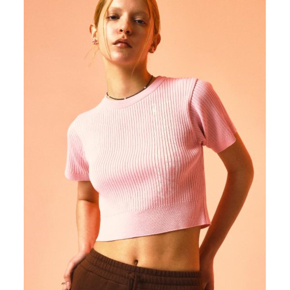 PRENDA SMUDGE LOGO SHORT SLEEVE KNIT PINK PRTHSUKT04WP1