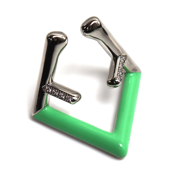 FENDI フェンディ 真鍮 クリスタル ファースト イヤーカフ イヤリング 8AH954 A7QX F1KVK レディース 中古 美品