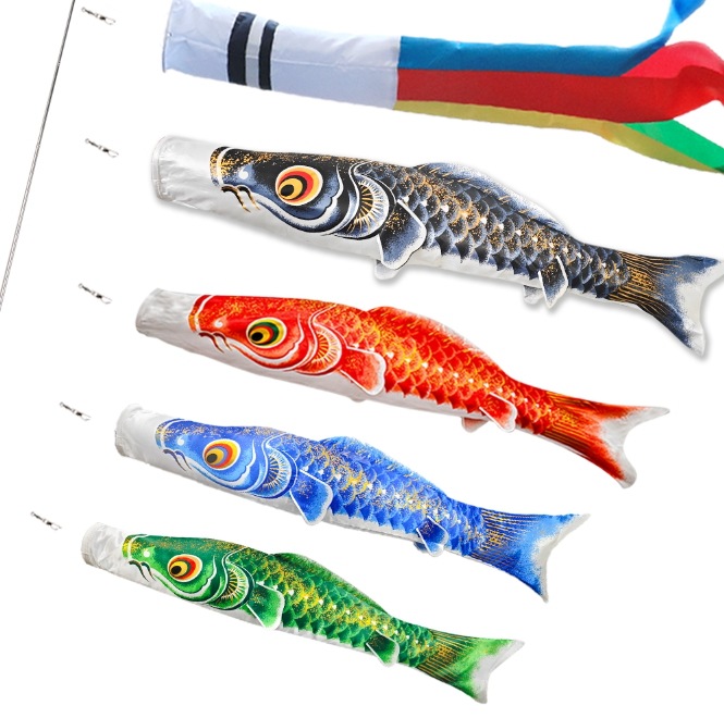 OKBABY こいのぼり 鯉のぼり 鯉4匹 8点セット ベランダ ミニ 1.3m 吹流し 端午の節句 飾り 庭園 初節句 こどもの日 五月五日 男の子