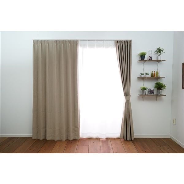 遮光カーテン 幅100cm丈178cm ベージュ 1枚入り 遮光2級 タッセル付き 形状記憶加工 セーラ