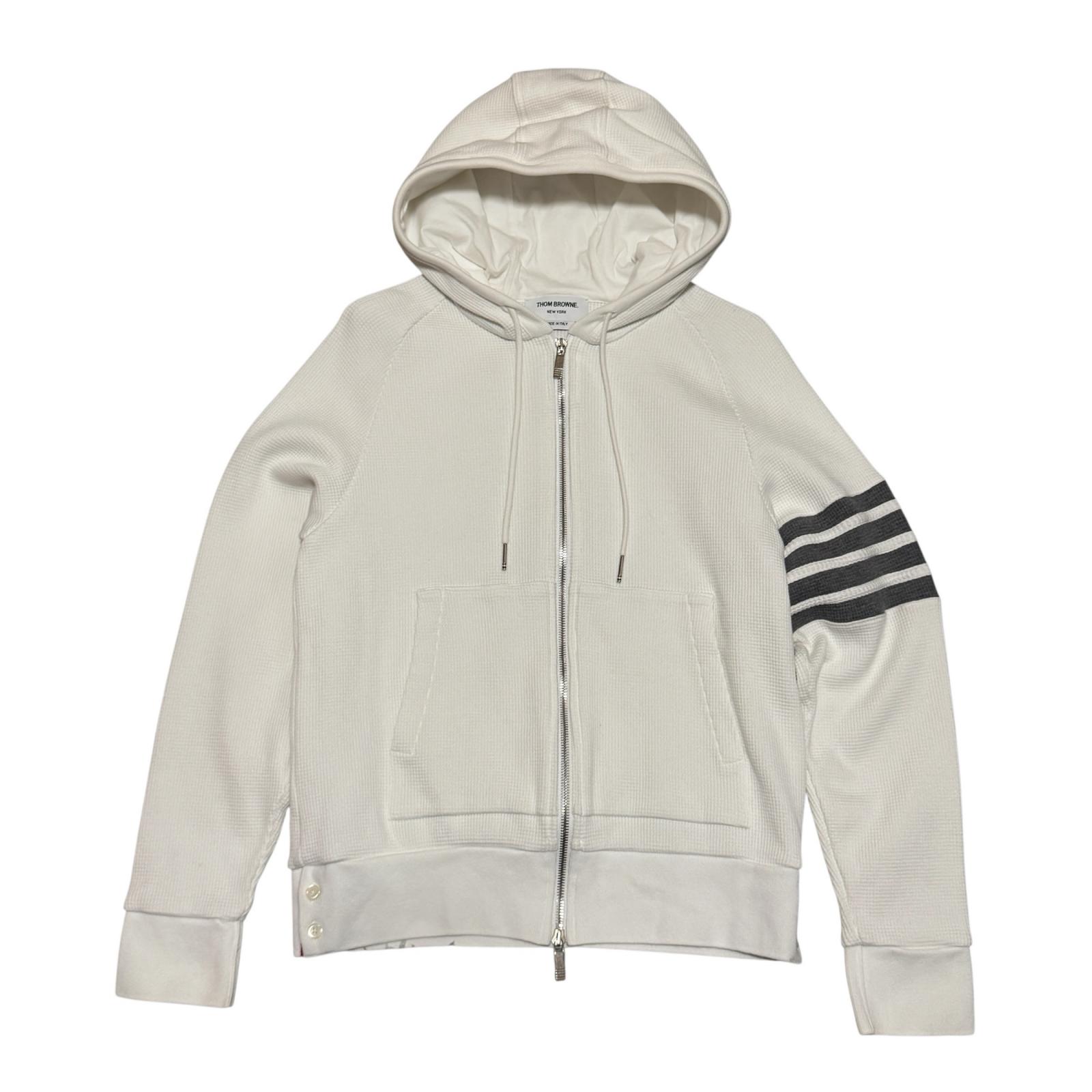 トムブラウン Thom Browne 4-BAR ジップアップパーカー ホワイト ＃1 メンズ