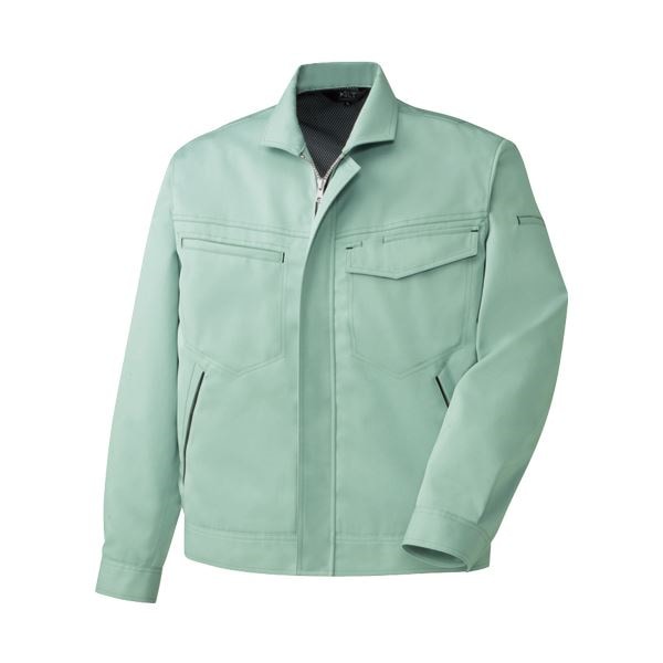 （まとめ）長袖ブルゾン 制電ソフトツイル アースグリーン Mサイズ[x3セット]