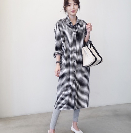 定番 シャツ トップス シャツワンピース ミディアム丈 長袖 襟付き ストレート 薄手 かわいい 可愛い きれいめ シンプル カジュアル おしゃれ お洒落 かっこいい レトロ 可愛い 5,006円