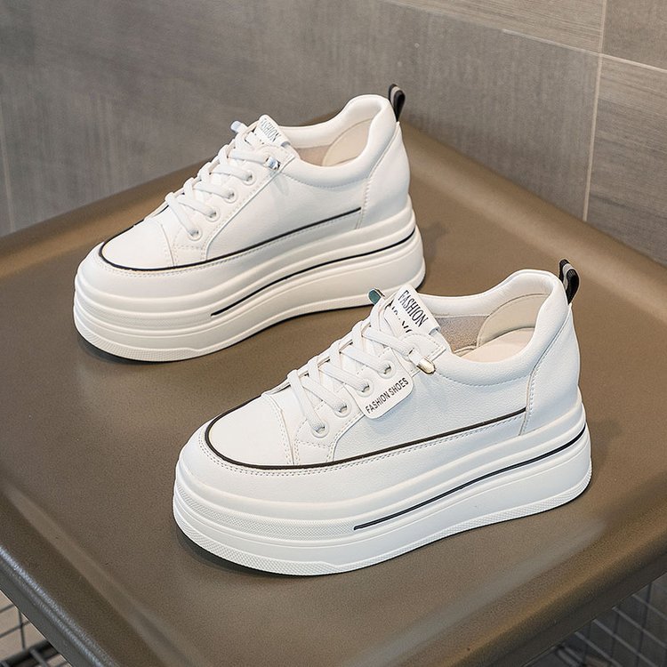 厚底の白い靴女性秋春夏新型内高百合革面単靴マドレーヌ小柄板靴婦人靴 7,419円