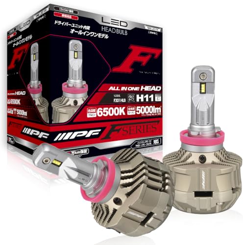 IPF ヘッドライト LED 車用 H11 5000lm 6500K ホワイト 12V 24V兼用 2本入 車検対応 ドライバーユニット一体型 冷却ファン内蔵 ノイズ対策済 ハイスペックモデル 【用品