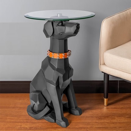 サイドテーブル 犬 オブジェ Bluetooth スピーカー 付き おしゃれ ナイトテーブル ベッドサイドテーブル コーヒーテーブル ブラック
