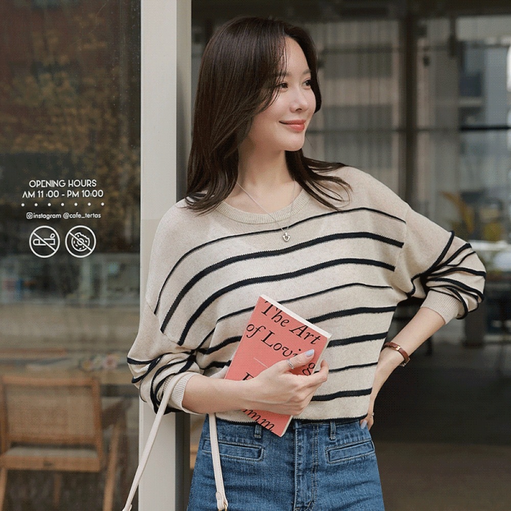 クリック＆ファーニ ルンデリネンストライプニット