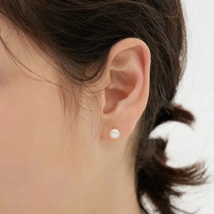 H Edition Silver (Y) Lovely Freshwater Pearl Earrings 6mm アクセサリー ピアス ネックレス ブレスレット レディースファッション 韓国 コスメ
