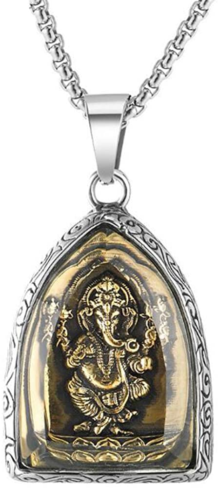 【本日限定価格】 August-chi ステンレスペンダントトップ ネックレス タイのお守り 象の神