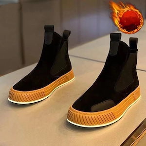 スノーブーツ メンズ 韓版 韓国風 ショート丈 裏起毛 カレッジ風 かっこいい デザインセンス オシャレ デザイン性 防寒 学生層人気 デザイン性検索