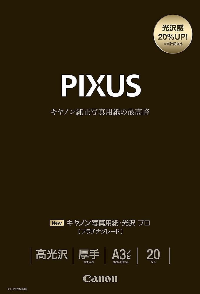 写真用紙 光沢 プロ プラチナグレード A3ノビ 20枚 PT-201A3N20