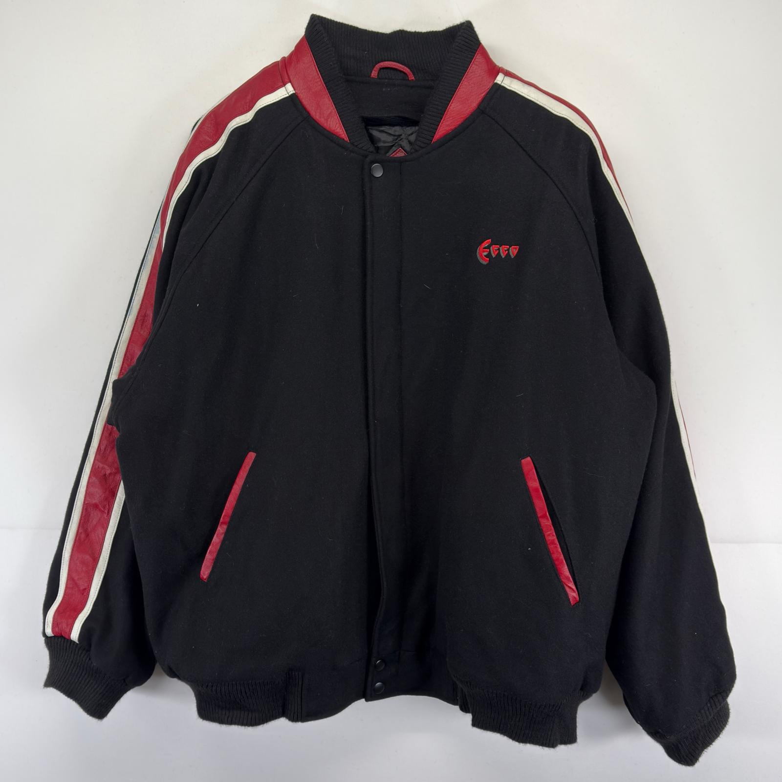 古着 2AND MARK スタジャン 大きいサイズ 刺繍デザイン 袖レザー フルジップ スポーツ 2XL ブラック メンズ