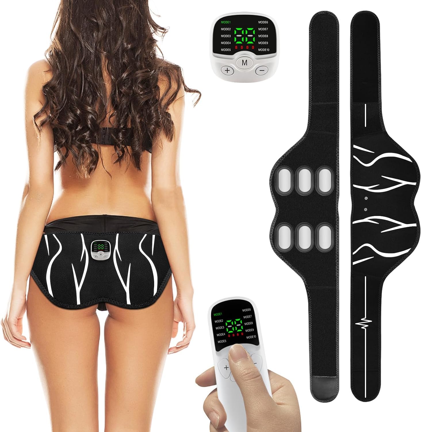 EMS 腹筋ベルト 腹筋パッド 臀部トレーニング器具 10種類モード 30段階強度 ステンレス電極パッド ジェルシート不要 腹筋マシン 筋トレ トレーニングマシーンカロリー表示 筋トレ器具 使用30分