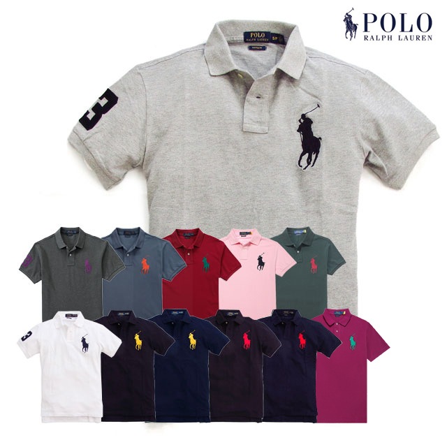 本物保証 メンズ コットン 鹿の子編み ビッグポニー＆No.3 エンブロイドししゅう 半袖ポロシャツ 12カラー展開