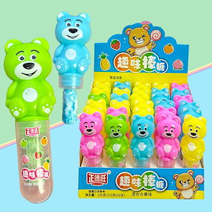 30Pcs 子供のかわいい漫画のクマの形フルーティーな糸付きロリポップ全箱バルクキッズスナック 子供の日のギフト 誕生日プレゼント