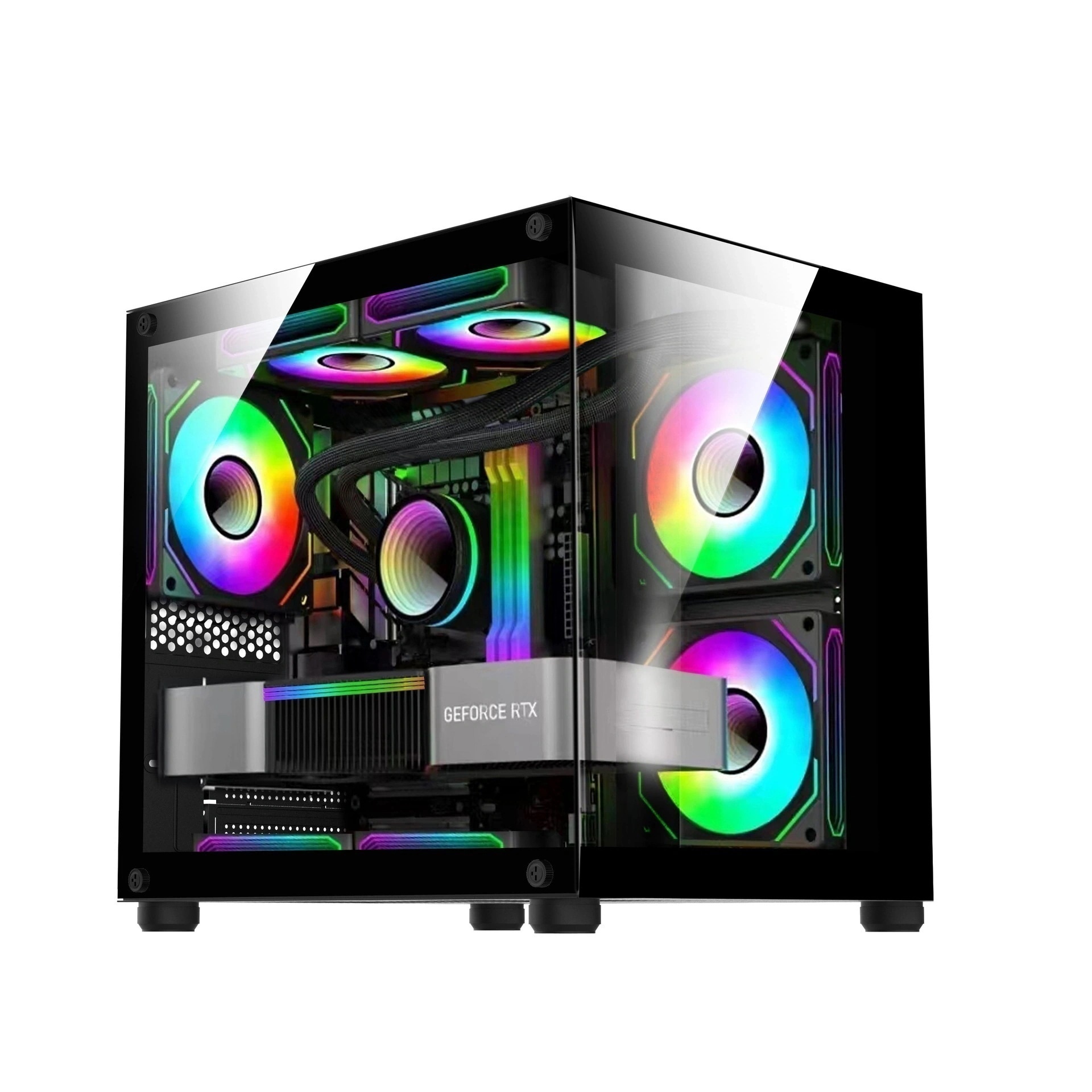 PCケース ATXケース 両面強化ガラス 2.5SDD 3.5HDD 冷却パーツ ケースファン 水冷クーラー 空冷