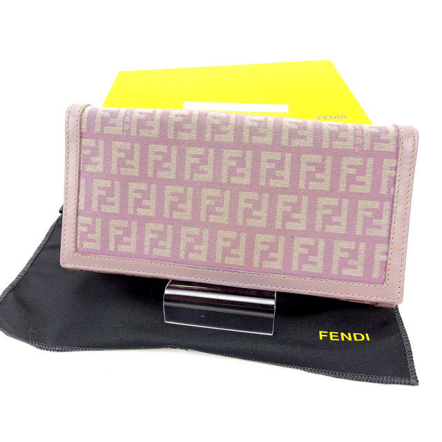長財布 ズッキーノ パープル ベージュ 中古