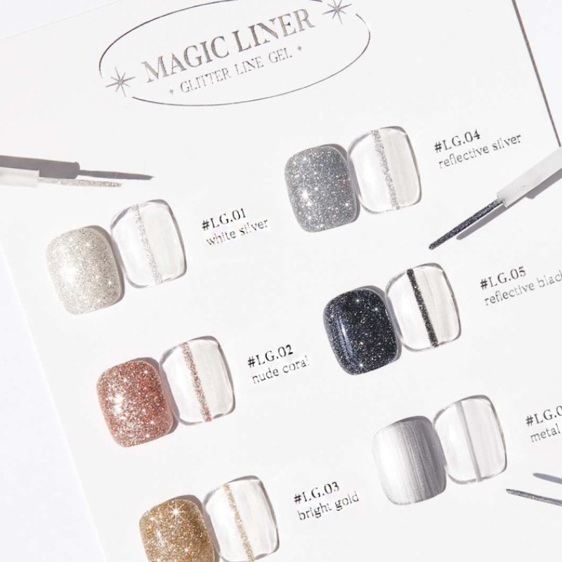 [YOGURT NAIL] 【 [MAGIC LINER】 [6色set]グリッター-ラインジェルネイル 8ml 次元の異なる高品質グリタネイル