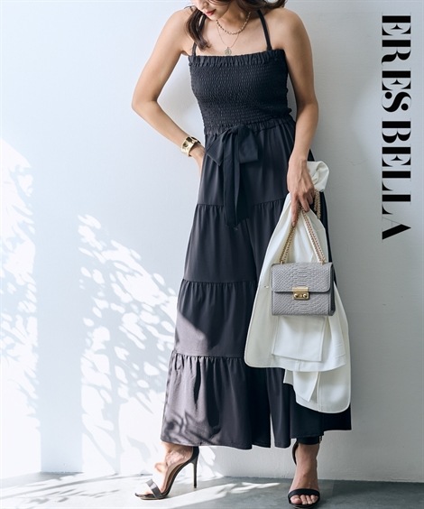 サロペット シャーリングティアードジャンプスーツ ERES BELLA