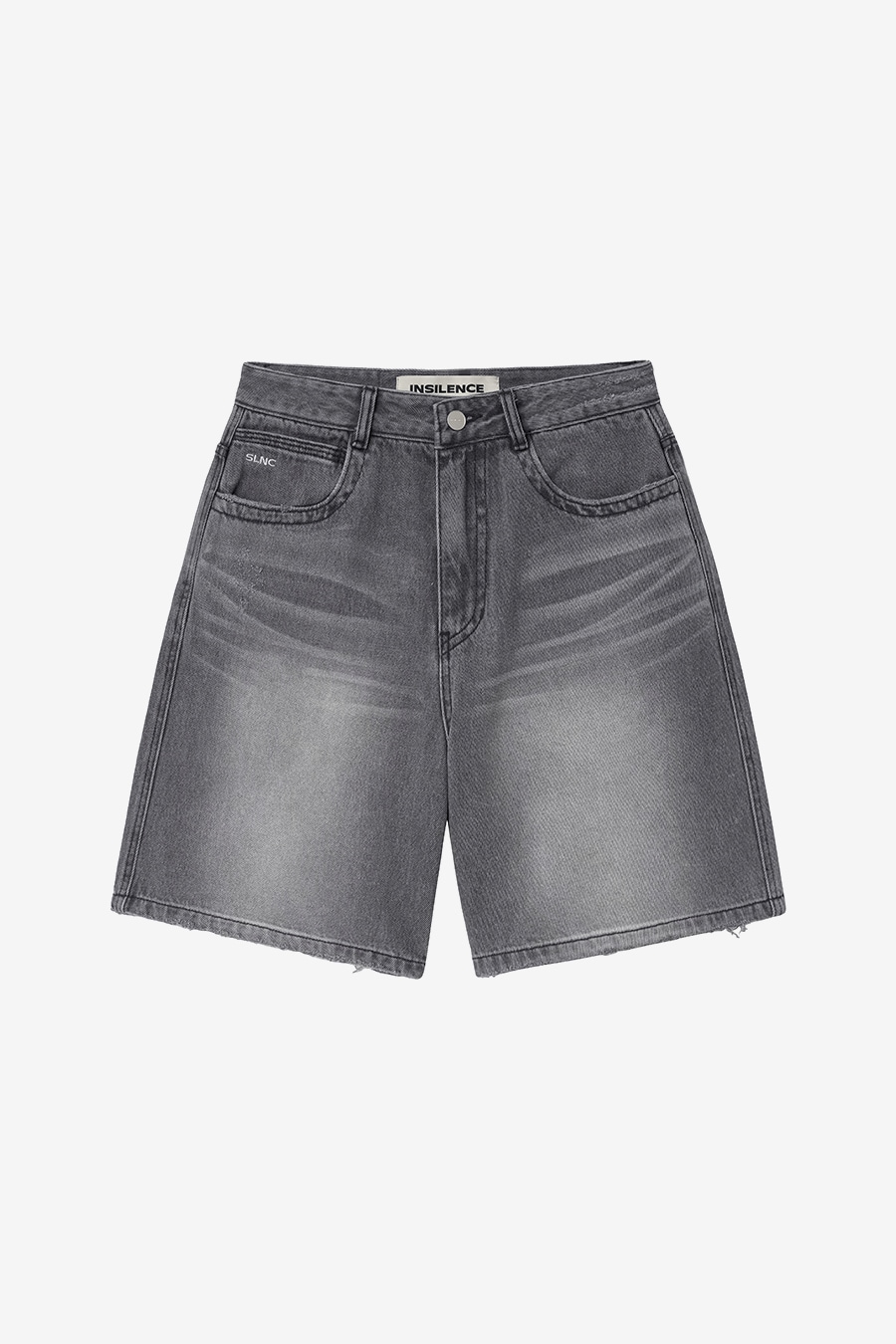 【INSILENCE】 [CALIK] WIDE BERMUDA DENIM : DARK GREY