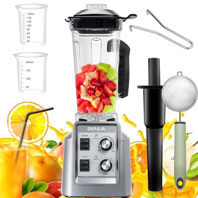 【国内即発】DEPAJA ミキサー 大容量 業務用 ブレンダー 多機能 分タイマー付 2L 大容量 48000RPM 高出力 ブレンダー 過熱保護 水洗い可能 操作簡単 スムージー 豆乳 ジュース ス