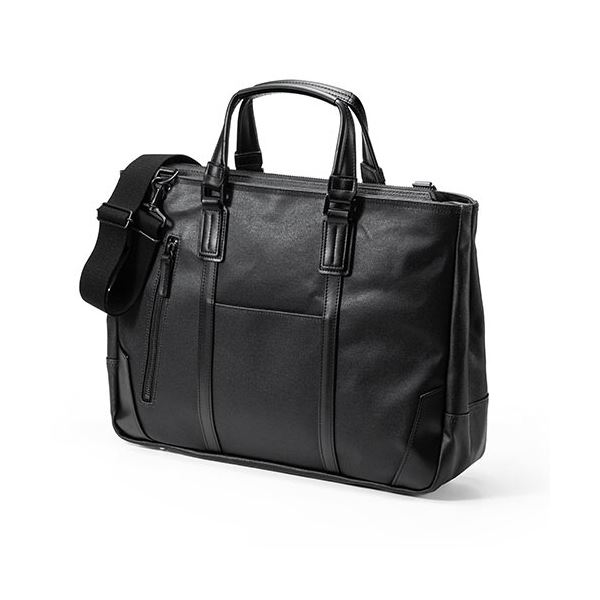 サンワダイレクト 日本製ビジネスバッグ(ブリーフ倉敷帆布手持ちショルダーA4収納ブラック) 200-BAG168BK 1個