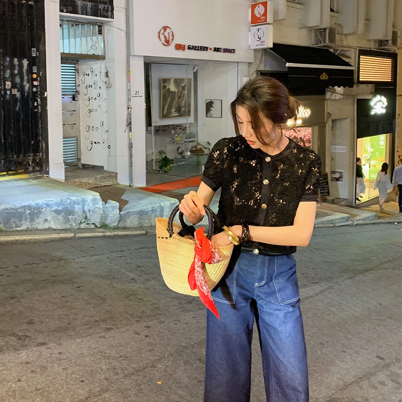 単独で味わい】ロングザイアーロマンチックなエッフェルラウンドネックスリムフィットホローシャツz121