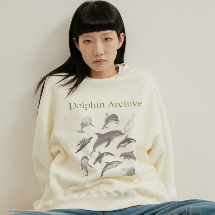 ドルフィンアーカイブマンツーマンTシャツアイボリー