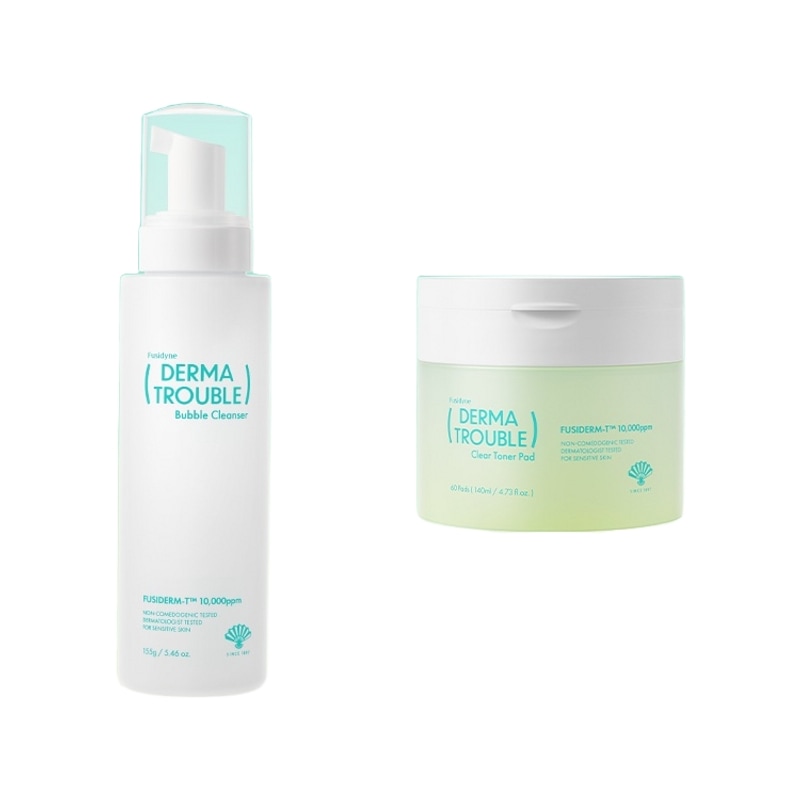 【ダブルクレンジングセット】東和薬品フシダインダマトラブルバブルクレンザー155g+クリアトナーパッド60枚