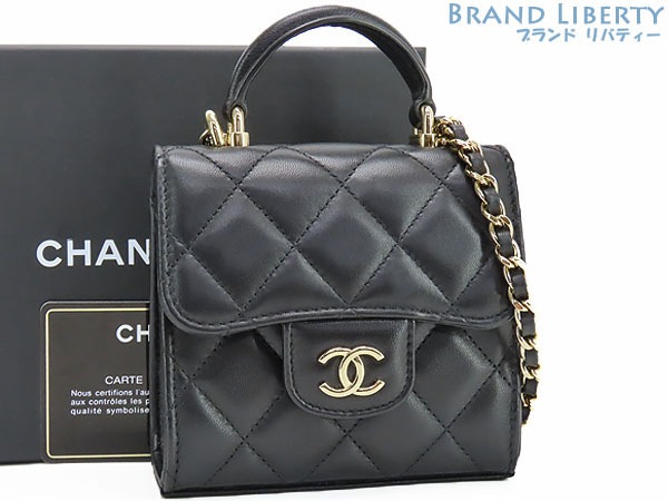 レア超美品シャネルミニミニマトラッセチェーンショルダーバッグショルダーウォレットブラックゴールド金具AP2682