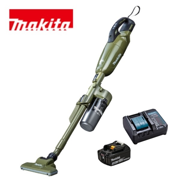 当店だけ！バッテリー充電器も1年保証! マキタ コードレス掃除機 18V カプセル式 オリーブ CL284FDZO + ショートサイクロン + バッテリー + コンパクト充電器 充電式 クリーナー