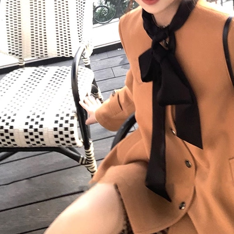 ベルリンの昔のことを主推！富家千金マントウールコートミディアム高級感コート