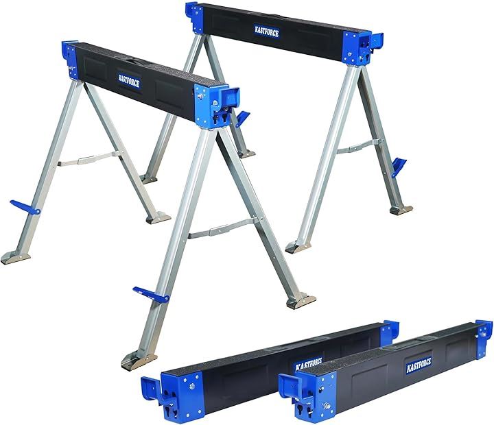 KF3005 折りたたみ式ソーホース 2脚セット 耐荷重 1000kg 500kg x 軽量6.3kg コンパクト収納 フォールディング 作業台 作業馬 ウマ ワークテーブル